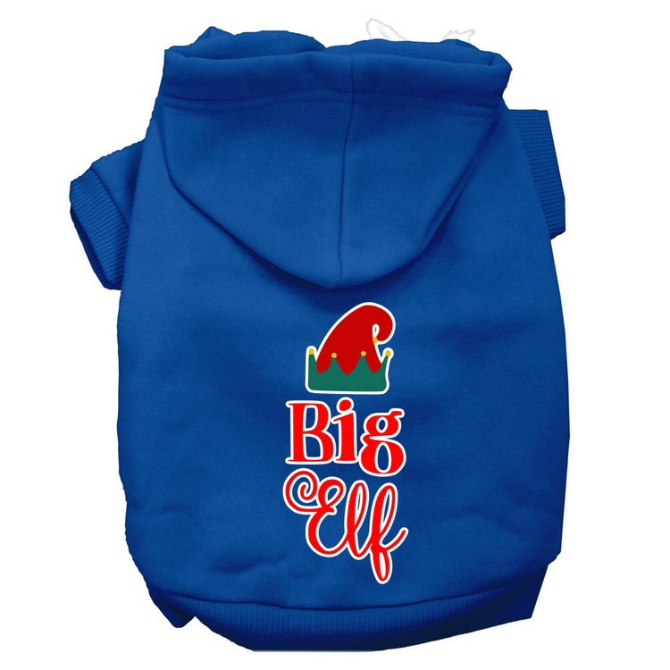 Big Elf Screen Print Dog Hoodie Blue XS